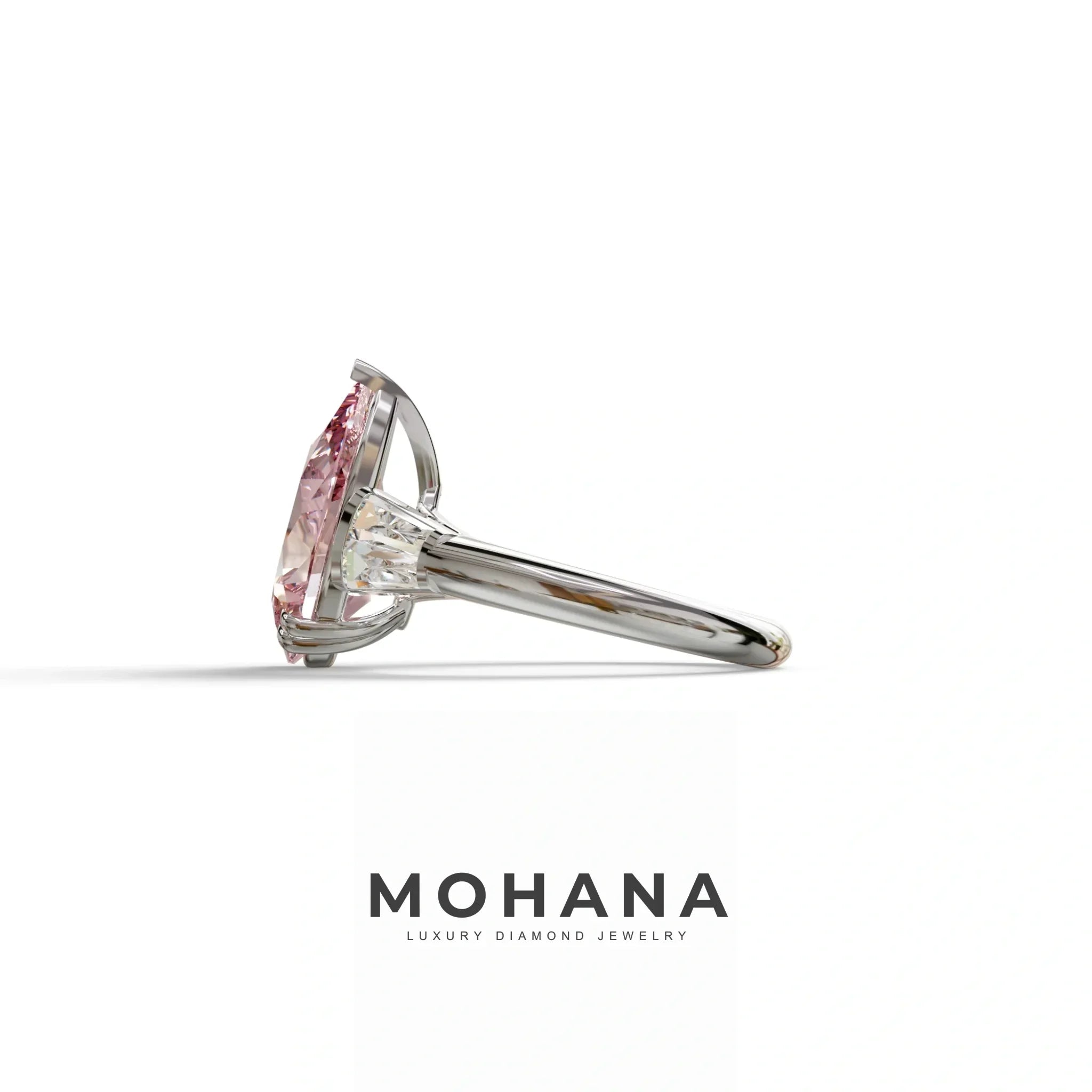 4 Carat Fancy Vivid Pink Pear Cut lab Grown Diamond Engagement Ring - Claire