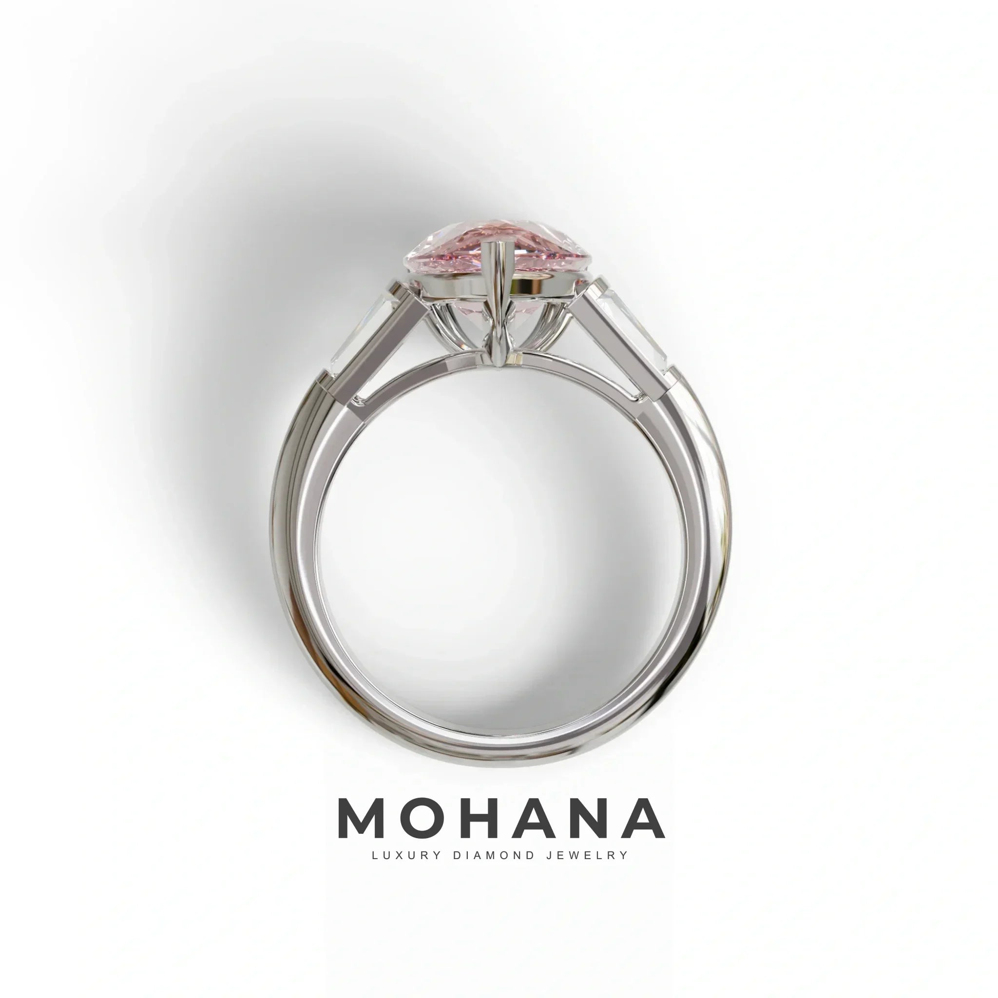 4 Carat Fancy Vivid Pink Pear Cut lab Grown Diamond Engagement Ring - Claire