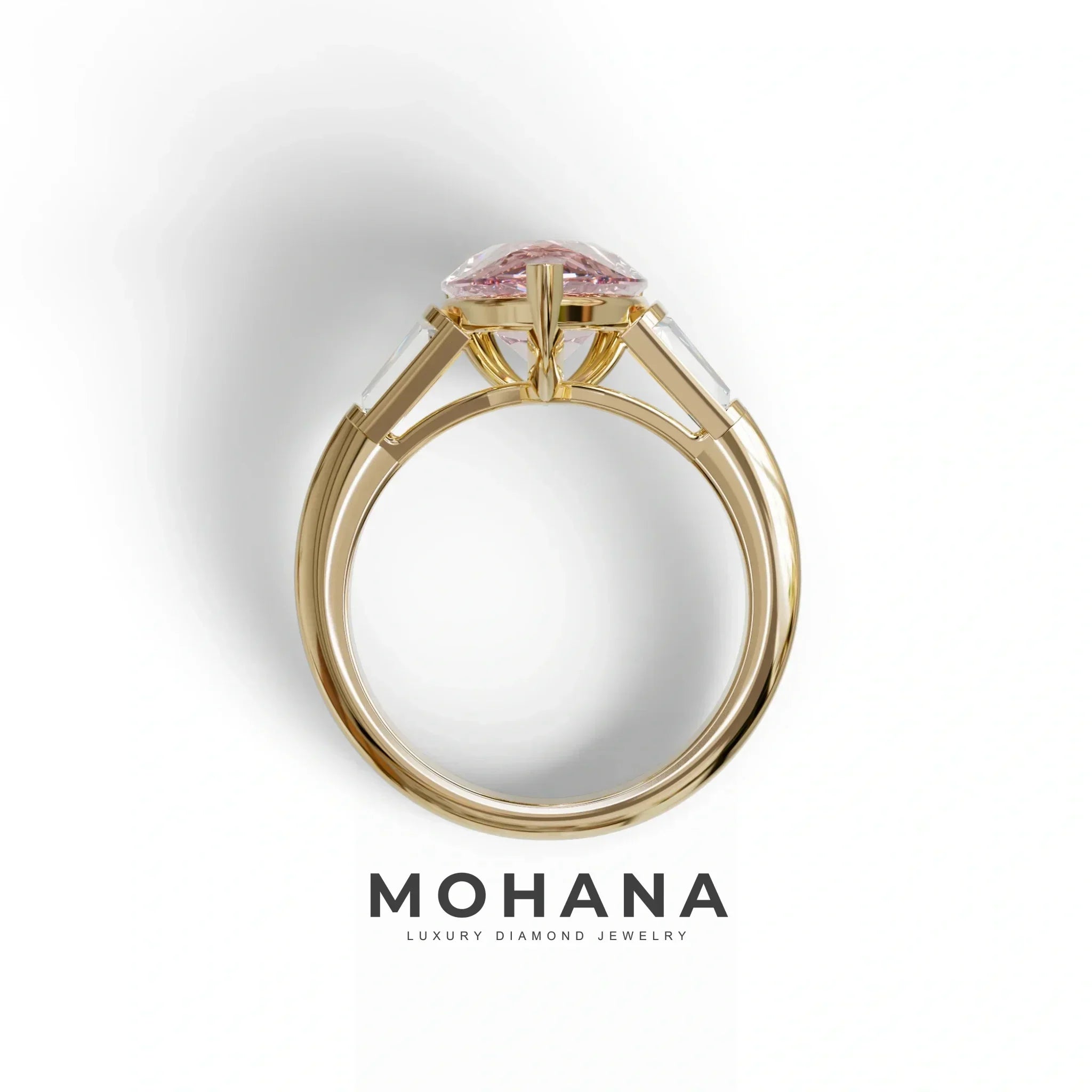4 Carat Fancy Vivid Pink Pear Cut lab Grown Diamond Engagement Ring - Claire