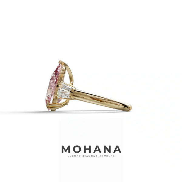 4 Carat Pink Lab Grown Diamond Engagement Ring – Pear Cut Halo | Claire alternate view