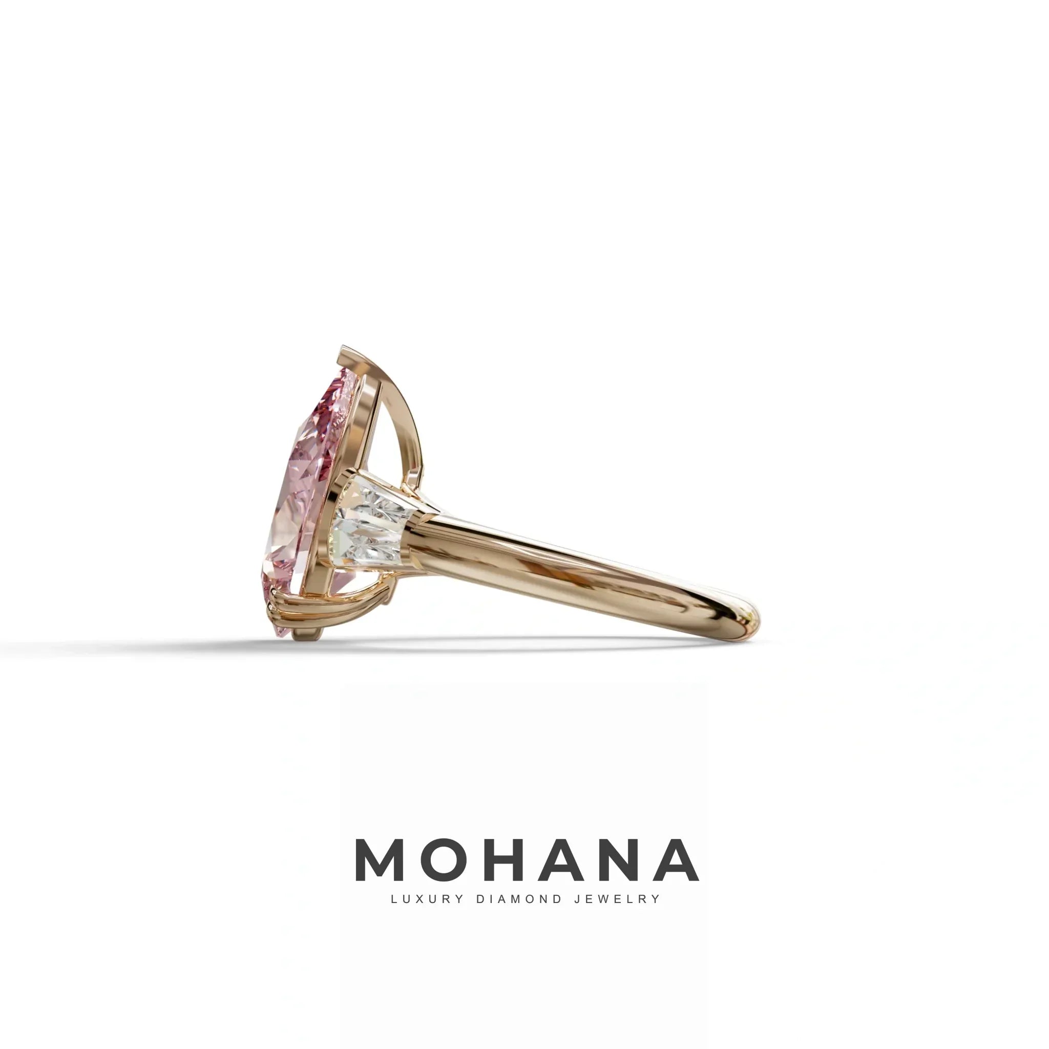 4 Carat Fancy Vivid Pink Pear Cut lab Grown Diamond Engagement Ring - Claire