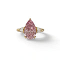 4 Carat Fancy Vivid Pink Pear Cut lab Grown Diamond Engagement Ring - Claire - 10K Solid Gold / Yellow Gold
