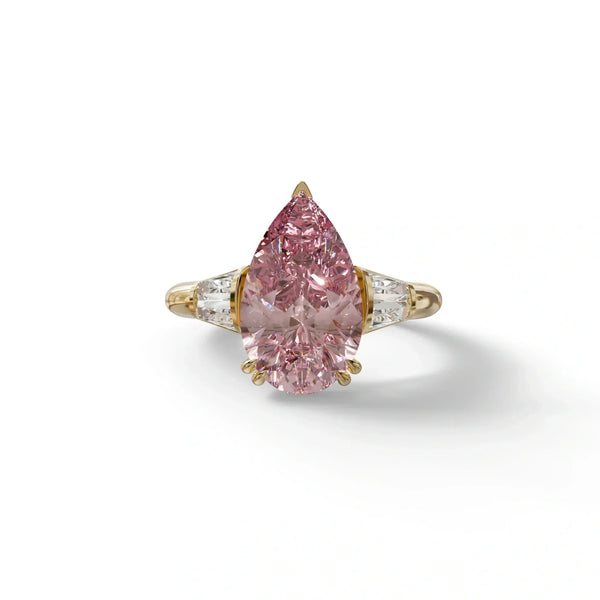 4 Carat Pink Lab Grown Diamond Engagement Ring – Pear Cut Halo | Claire