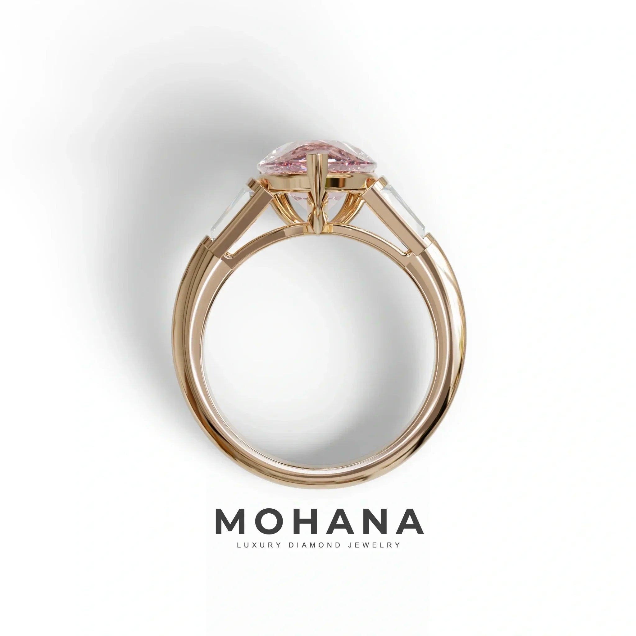 4 Carat Fancy Vivid Pink Pear Cut lab Grown Diamond Engagement Ring - Claire