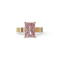 4Ct Pink Radiant Cut Lab Grown Diamond Solitaire Engagement Ring - Crownfire - 10K Solid Gold / Yellow Gold