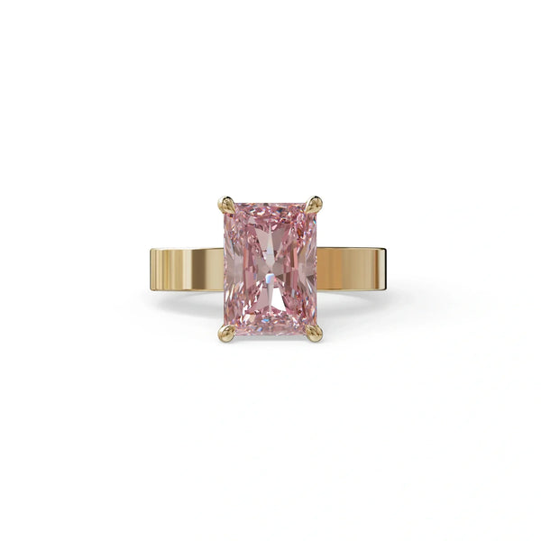 4 Carat Pink Lab Grown Diamond Engagement Ring – Radiant Cut Solitaire | Crownfire