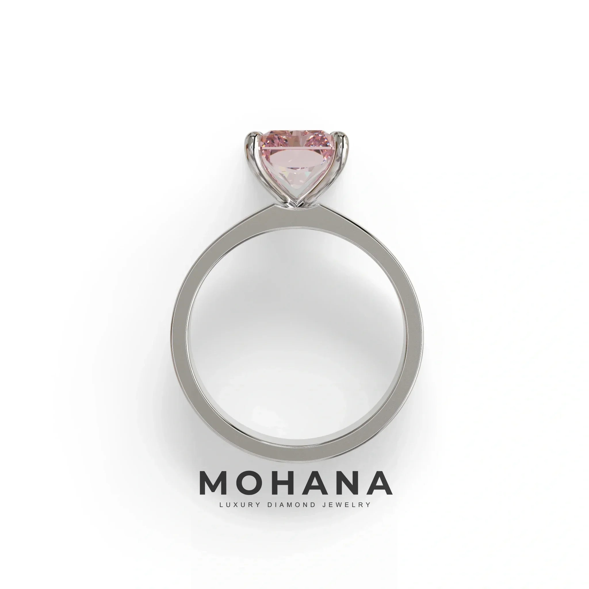 4Ct Pink Radiant Cut Lab Grown Diamond Solitaire Engagement Ring - Crownfire