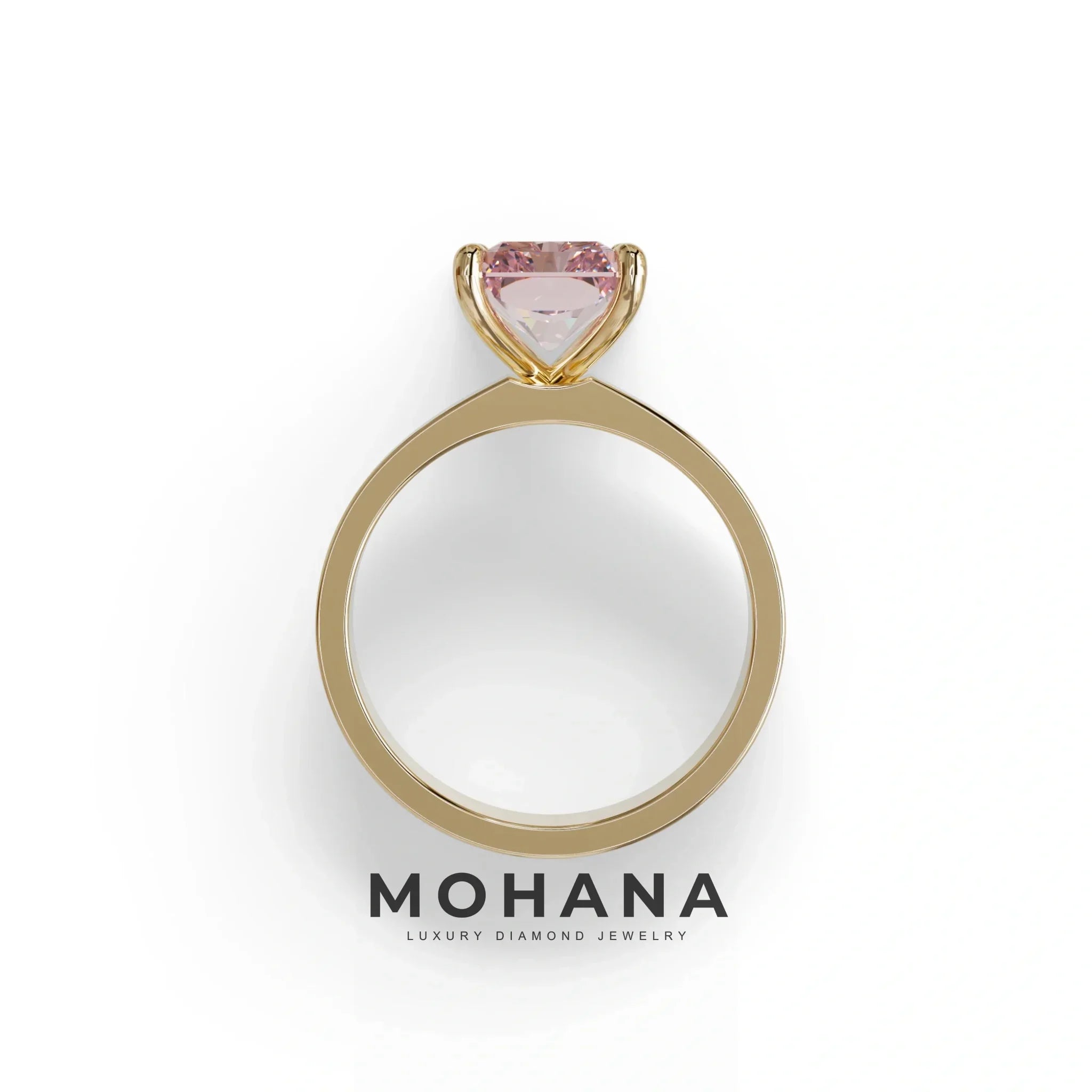 4Ct Pink Radiant Cut Lab Grown Diamond Solitaire Engagement Ring - Crownfire