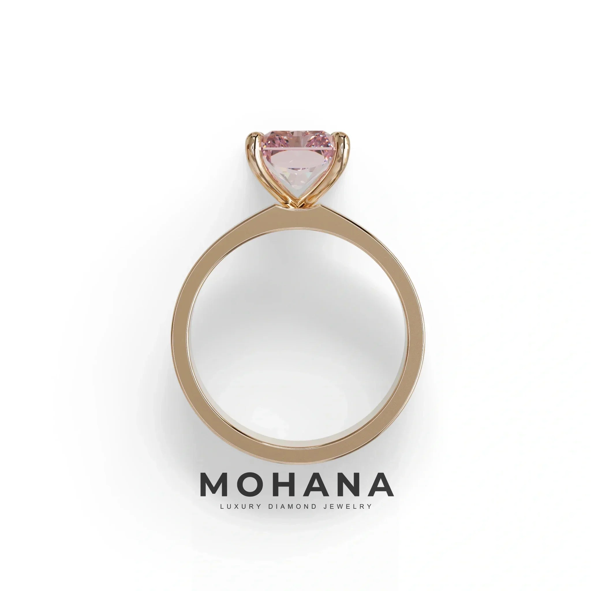 4Ct Pink Radiant Cut Lab Grown Diamond Solitaire Engagement Ring - Crownfire