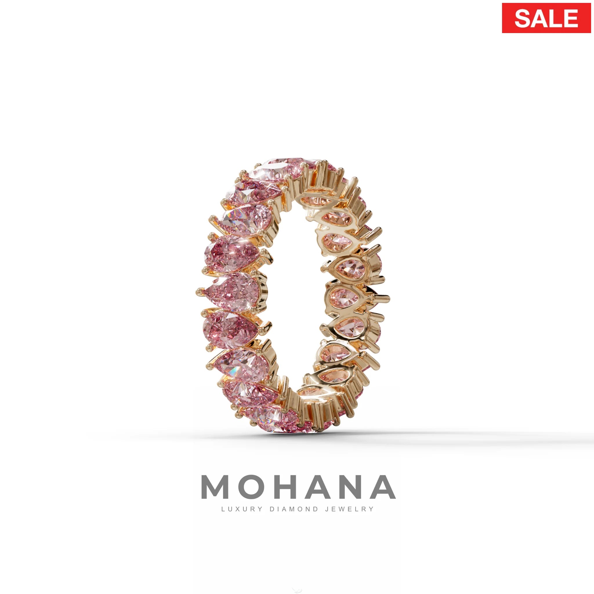 Pink Pear Diamond Full Eternity Band - Stackable Ring