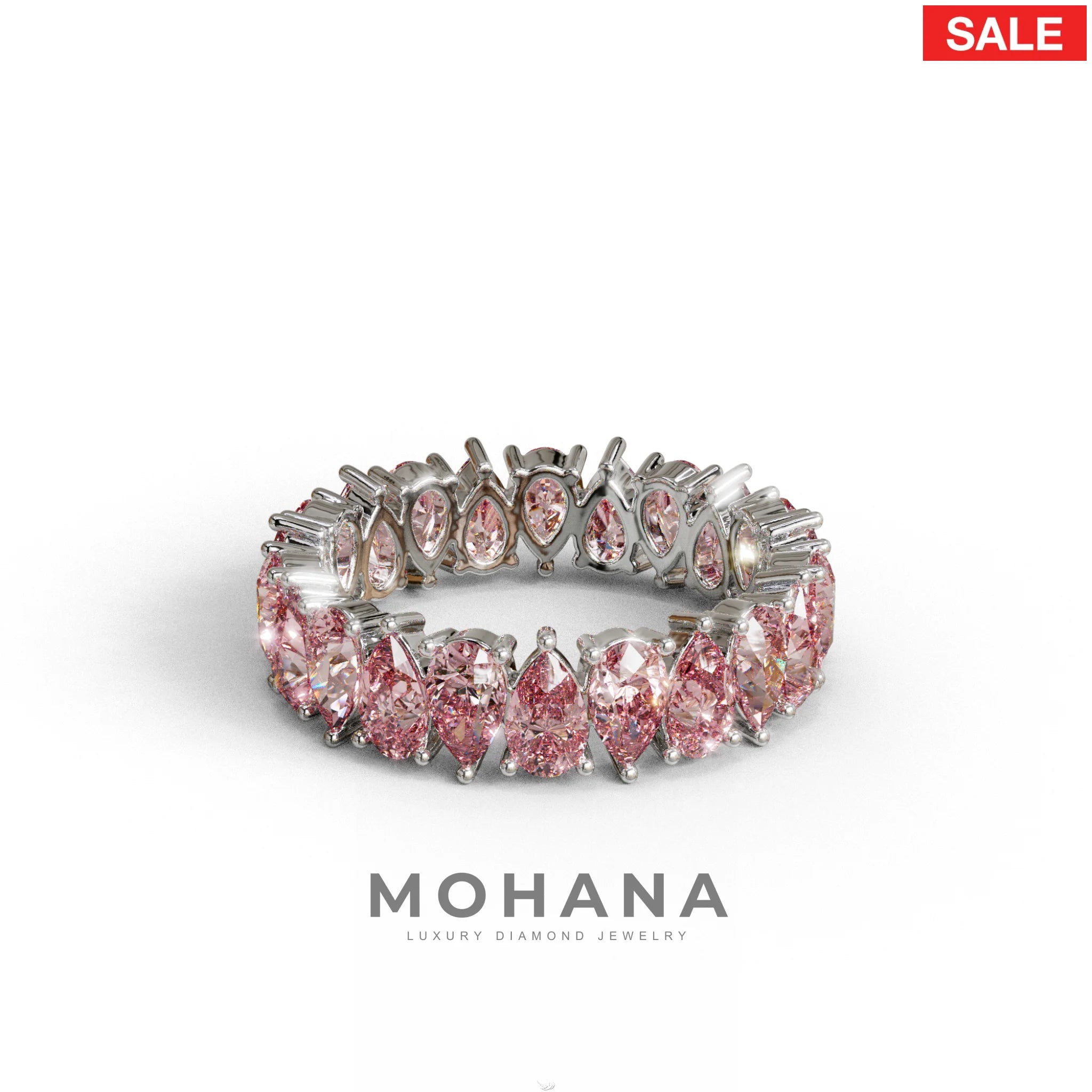 Pink Pear Diamond Full Eternity Band - Stackable Ring
