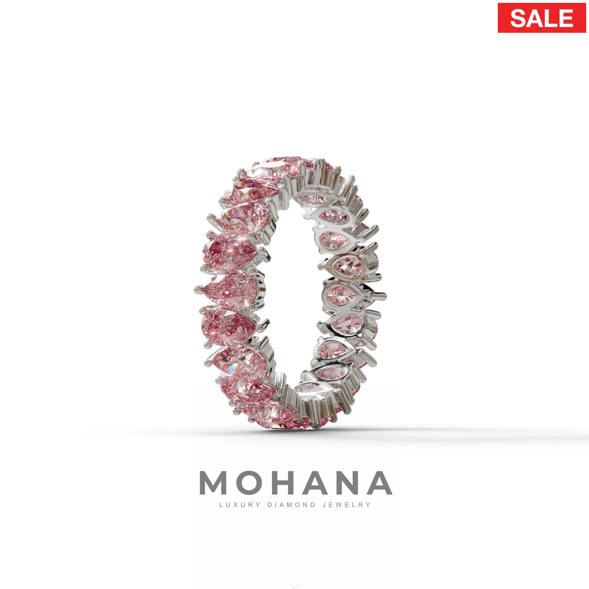 Pink Pear Diamond Full Eternity Band - Stackable Ring