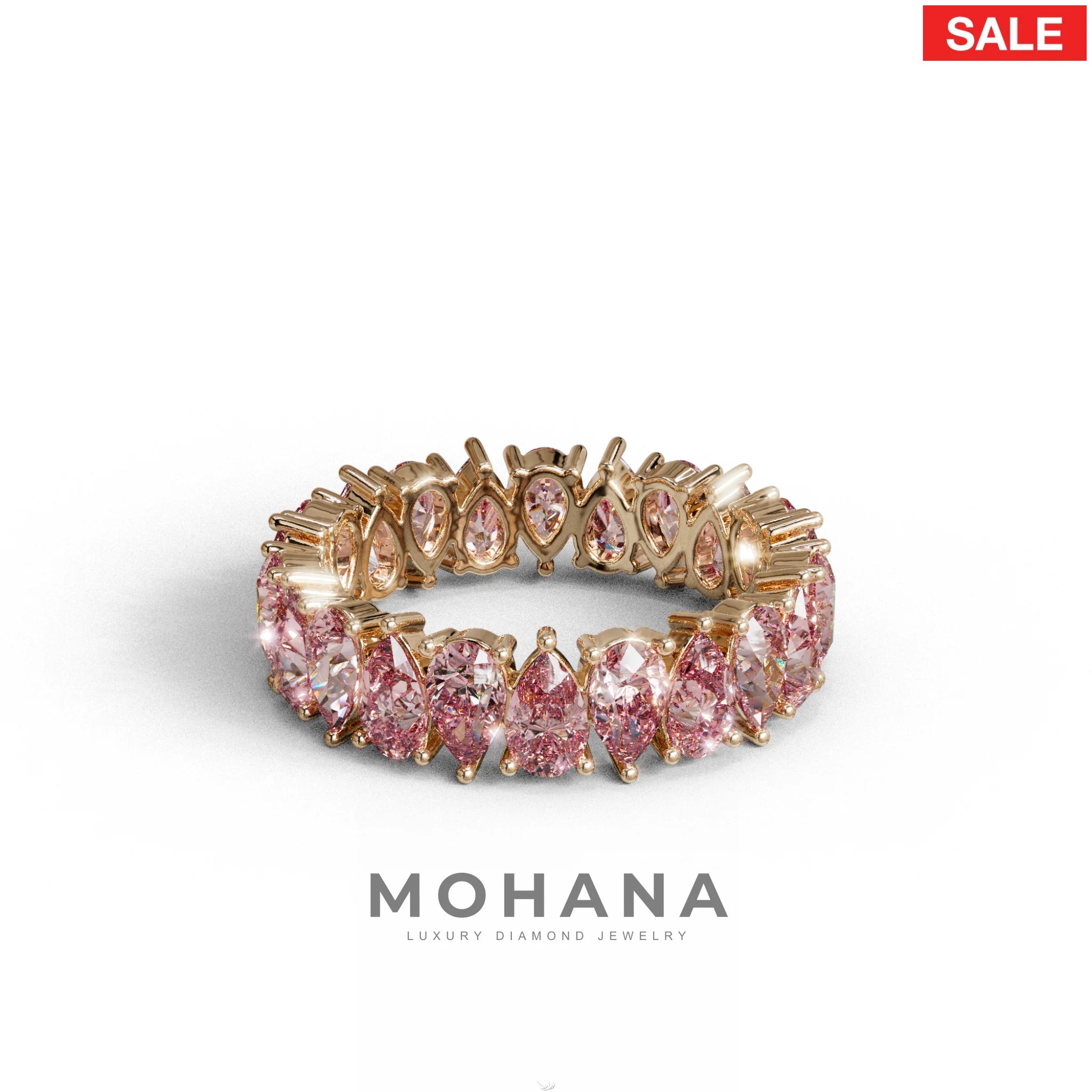 Pink Pear Diamond Full Eternity Band - Stackable Ring