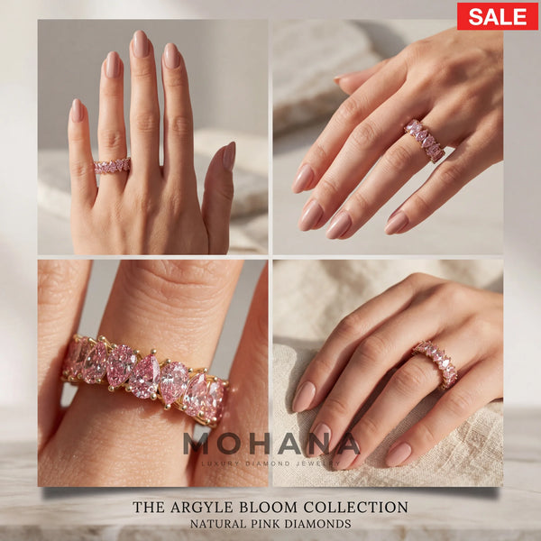 4 Carat Pink Lab Grown Diamond Wedding Band – Pear Cut Eternity | Stackable alternate view