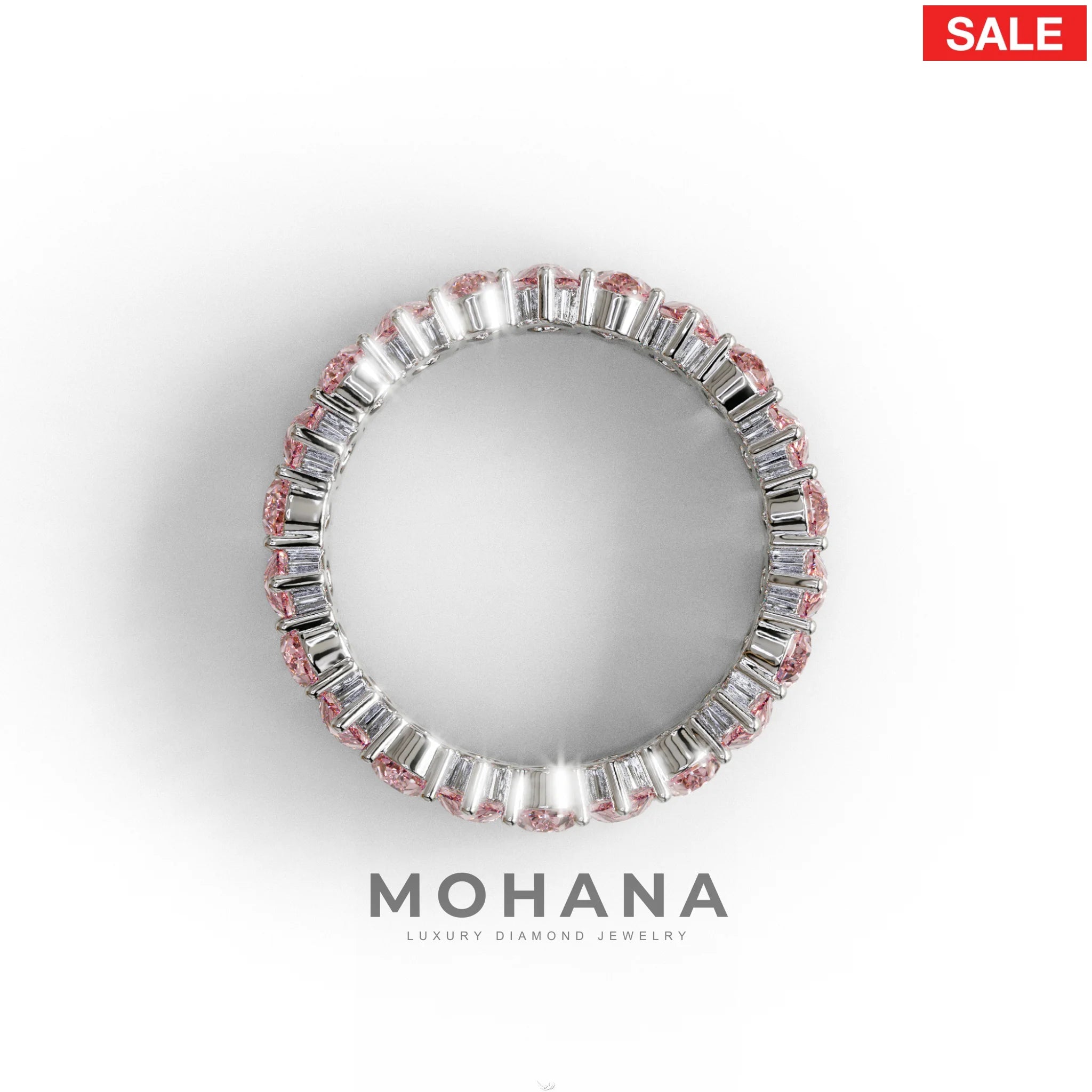 Pink Pear Diamond Full Eternity Band - Stackable Ring