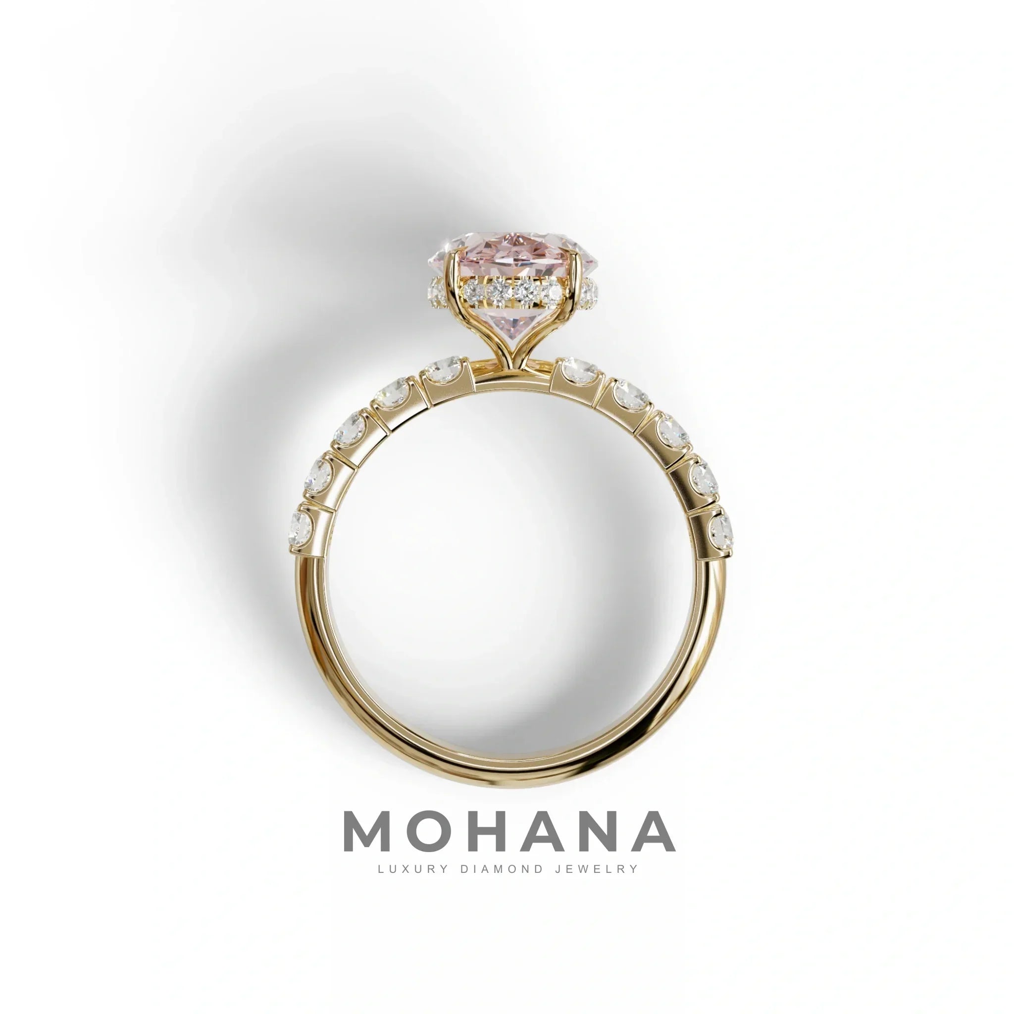 4 Carat Pink Oval Cut Hidden Halo Eternity Lab Diamond Engagement Ring - Christie’s