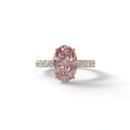 4 Carat Pink Oval Cut Hidden Halo Eternity Lab Diamond Engagement Ring - Christie’s - 10K Solid Gold / Yellow Gold