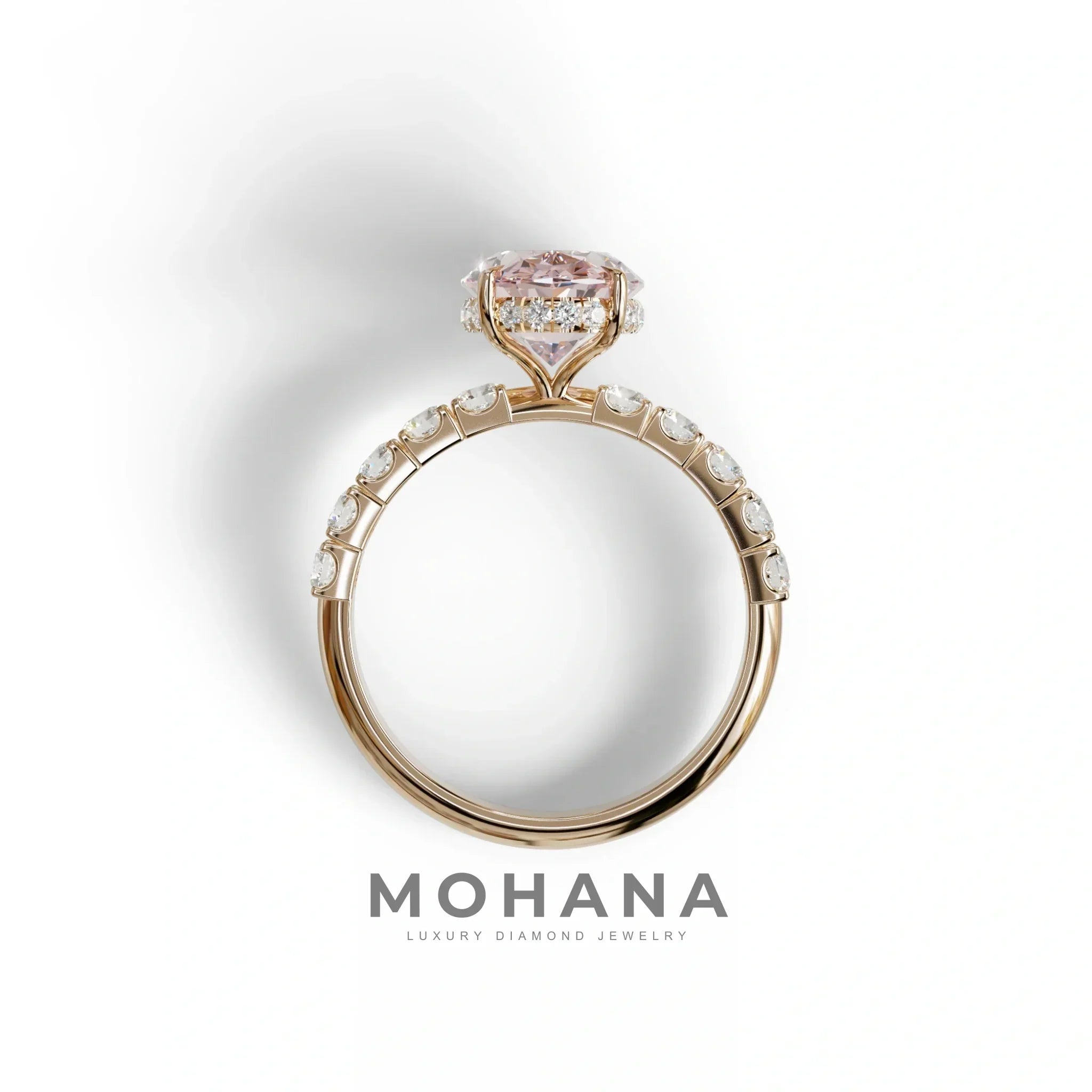 4 Carat Pink Oval Cut Hidden Halo Eternity Lab Diamond Engagement Ring - Christie’s