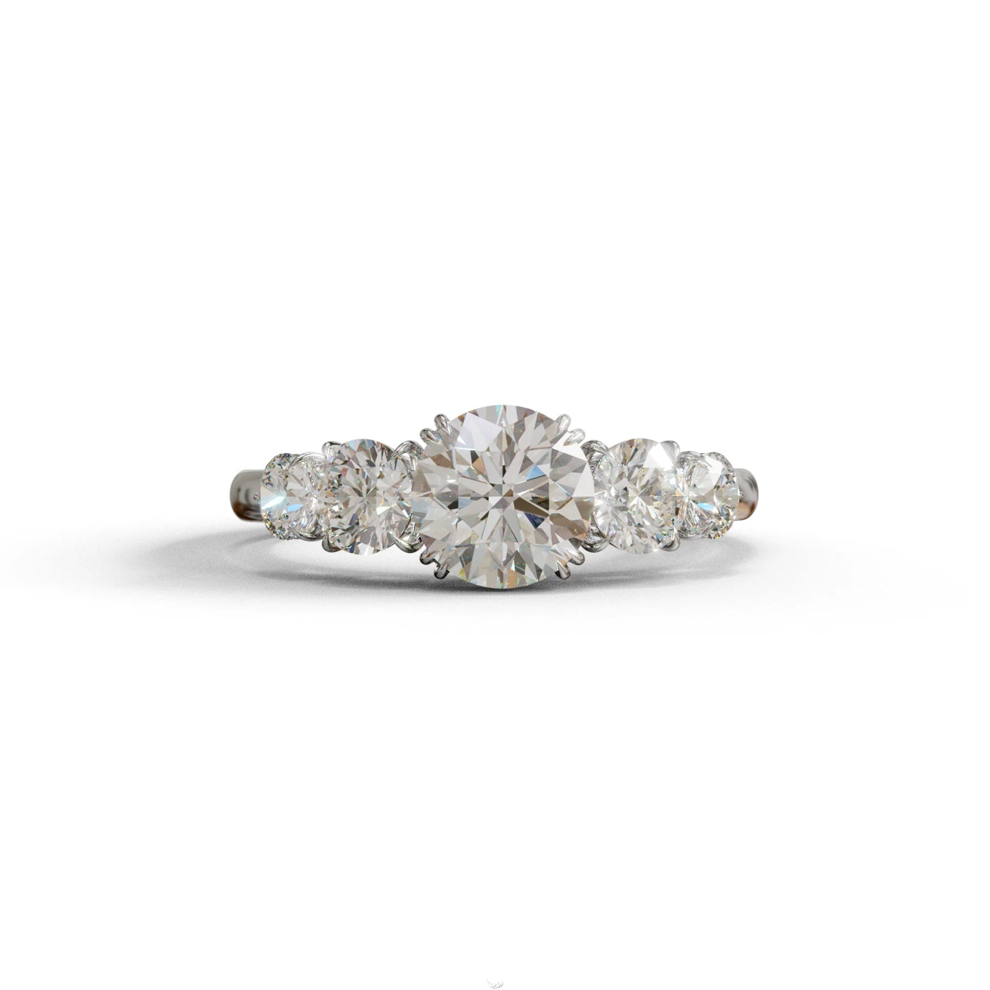 4 Carat Round Multi Stone Diamond Ring - Avia - 10K Solid Gold / White Gold