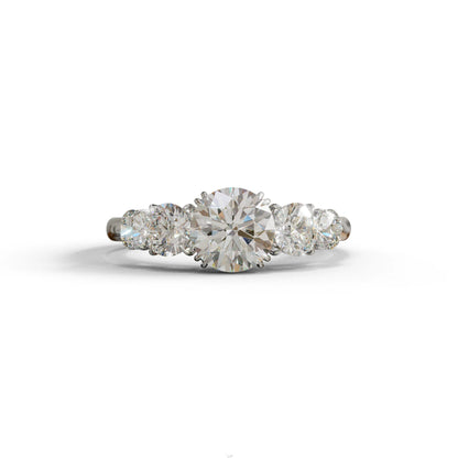 4 Carat Round Multi Stone Diamond Ring - Avia - 10K Solid Gold / White Gold