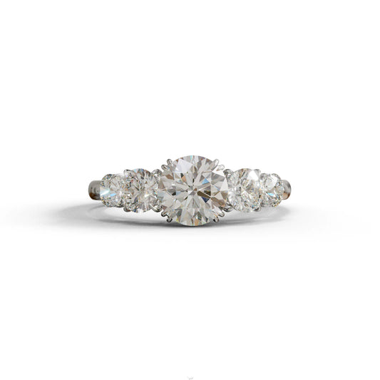 4 Carat Round Multi Stone Diamond Ring - Avia - 10K Solid Gold / White Gold