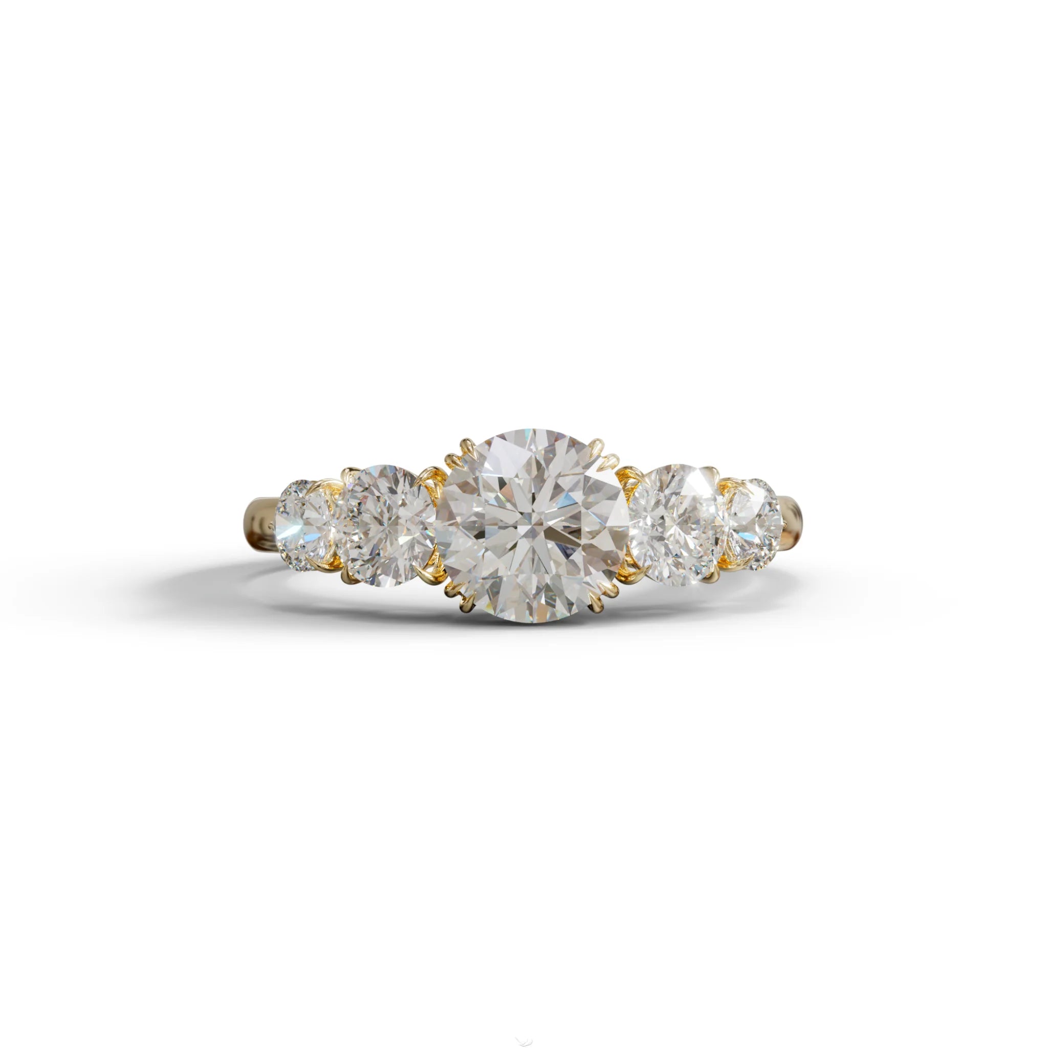 4 Carat Round Multi Stone Diamond Ring - Avia - 10K Solid Gold / Yellow Gold