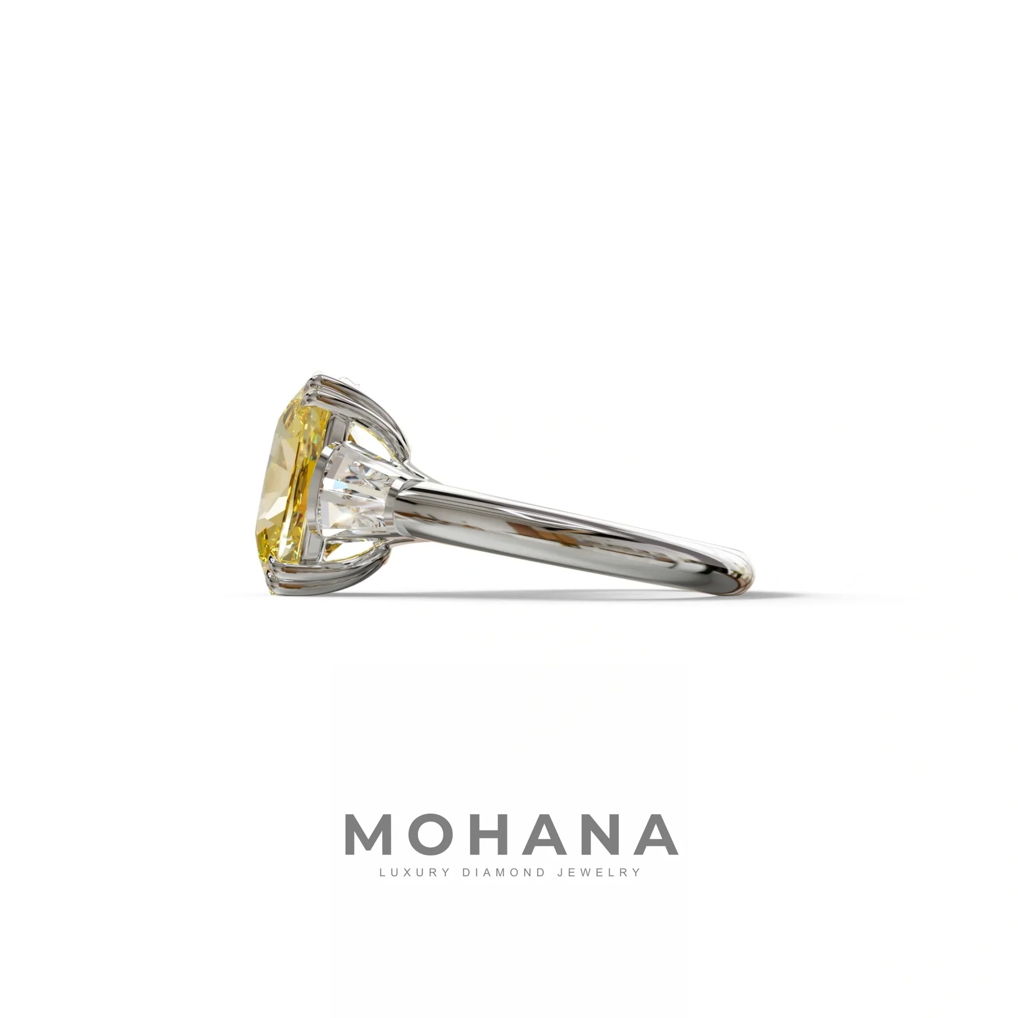 4 Carat Yellow Elongated Cushion Cut Lab Diamond Engagement Ring - Sagittarius