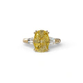 4 Carat Yellow Elongated Cushion Cut Lab Diamond Engagement Ring - Sagittarius - 10K Solid Gold / Yellow Gold