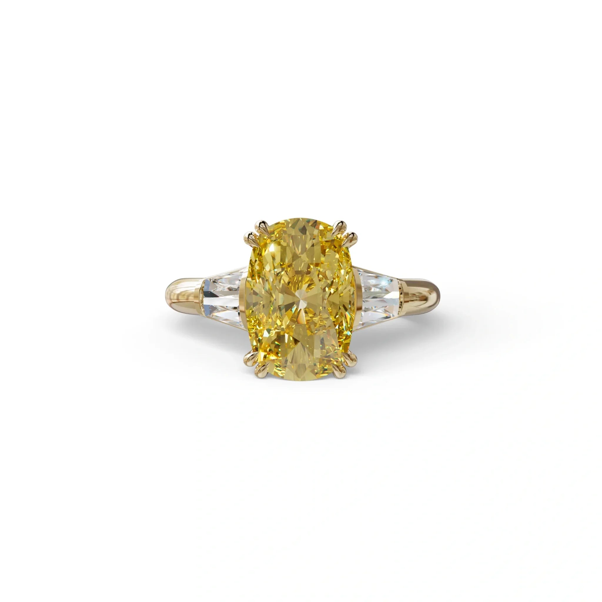 4 Carat Yellow Elongated Cushion Cut Lab Diamond Engagement Ring - Sagittarius - 10K Solid Gold / Yellow Gold