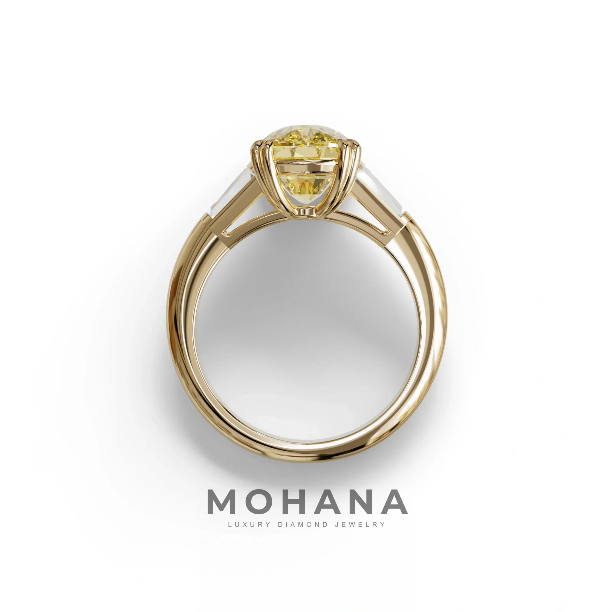 4 Carat Yellow Elongated Cushion Cut Lab Diamond Engagement Ring - Sagittarius