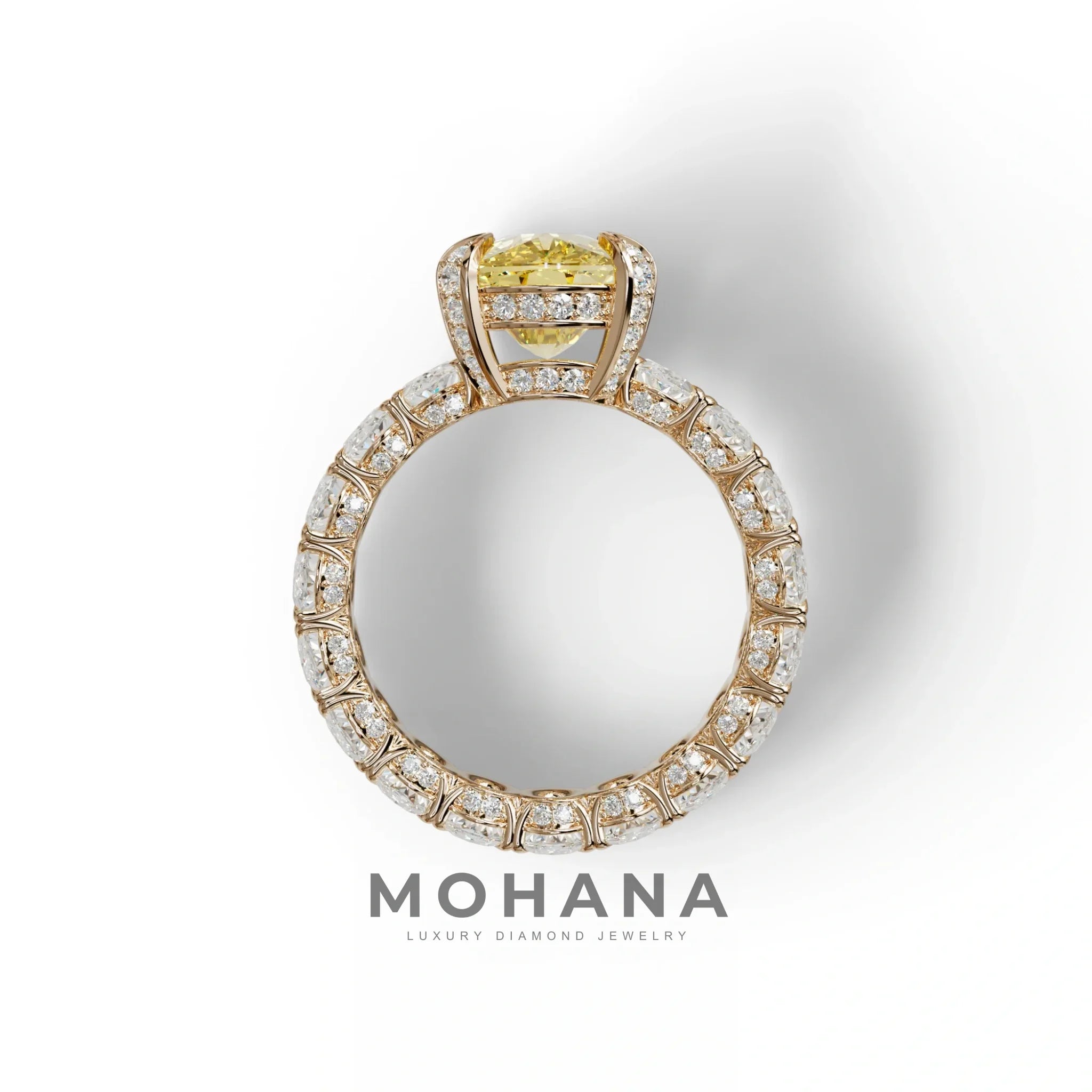 4 Carat Yellow Oval Cut Full Eternity Lab Grown Diamond Ring - Enigma