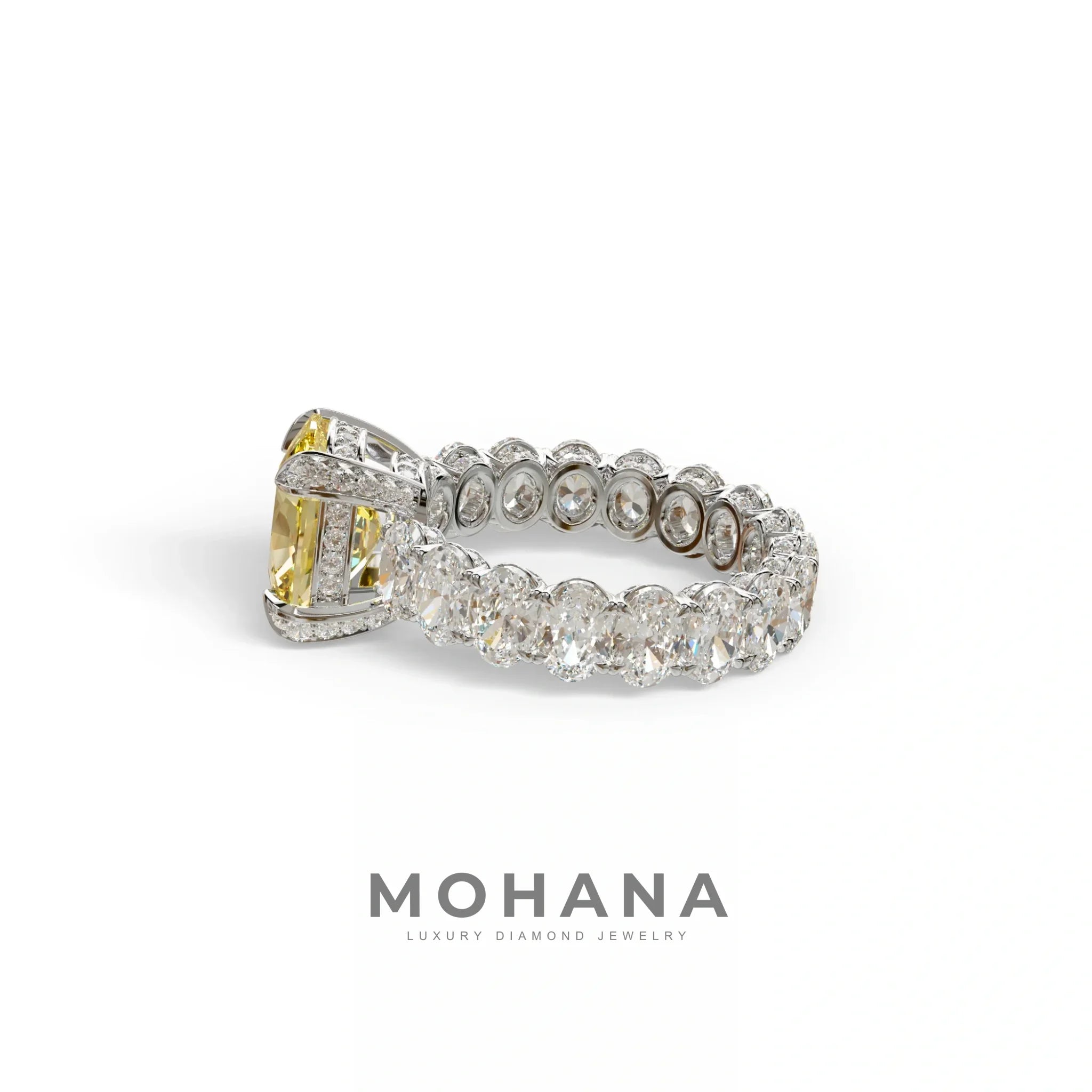 4 Carat Yellow Oval Cut Full Eternity Lab Grown Diamond Ring - Enigma