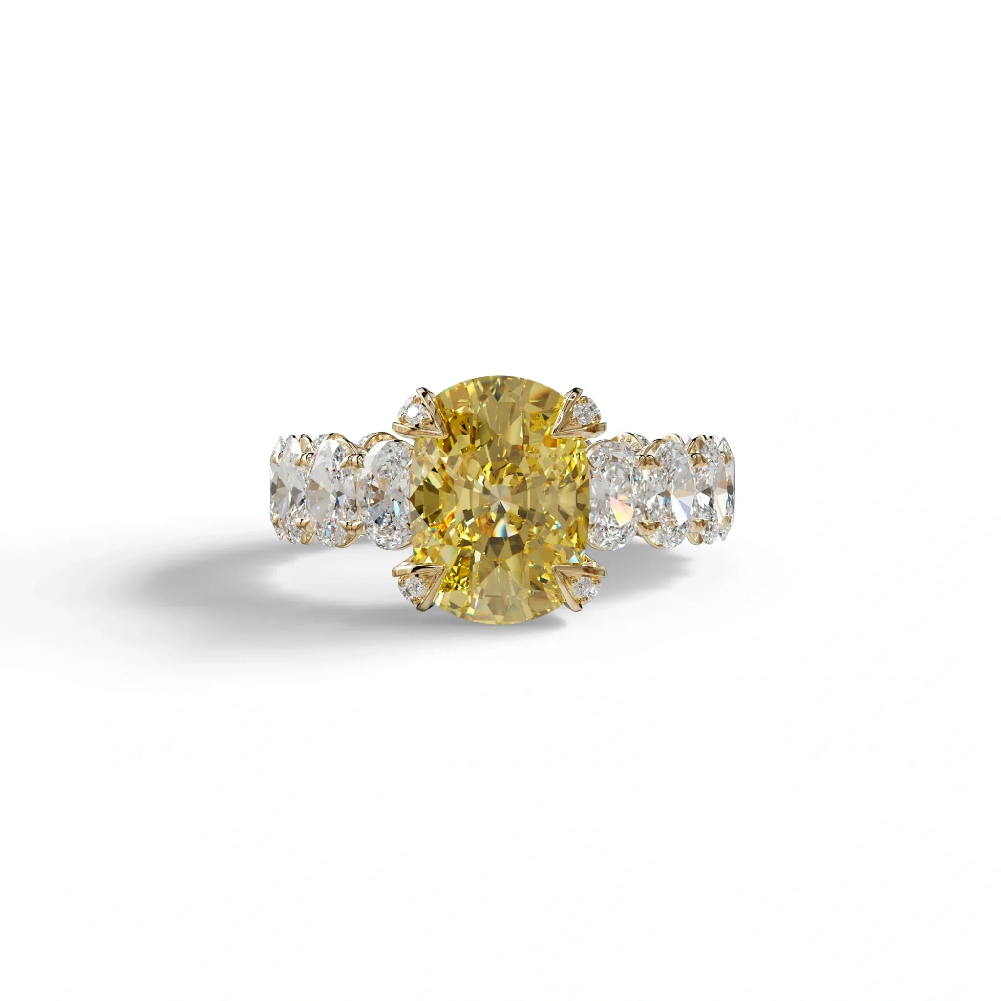 4 Carat Yellow Oval Cut Full Eternity Lab Grown Diamond Ring - Enigma - 10K Solid Gold / Yellow Gold