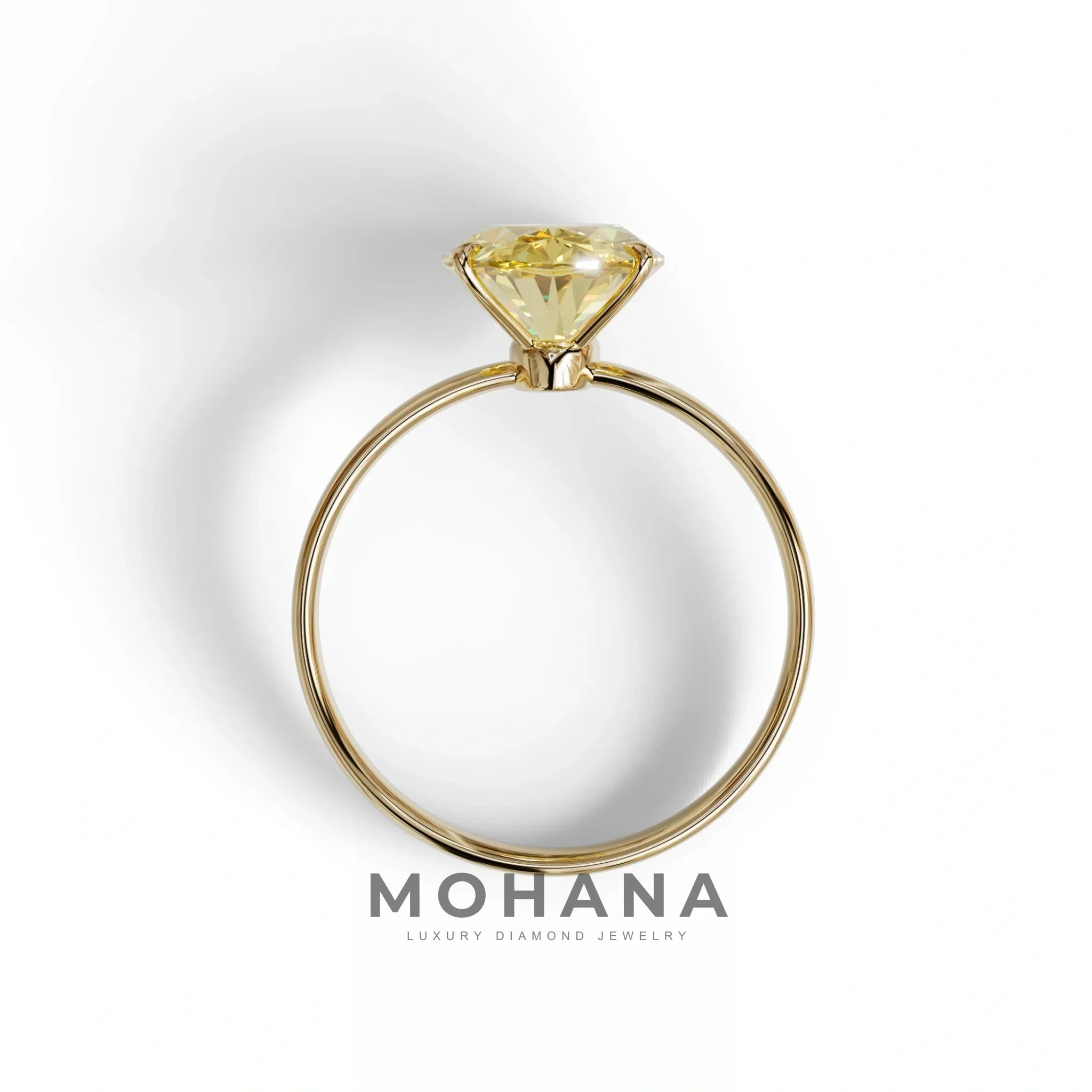 4 Carat Fancy Yellow Oval cut Lab Grown Diamond Solitaire Engagement Ring - Cadris