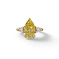 4 carat Fancy Vivid Yellow Pear cut Lab Grown Diamond Ring - Claire - 10K Solid Gold / Yellow Gold