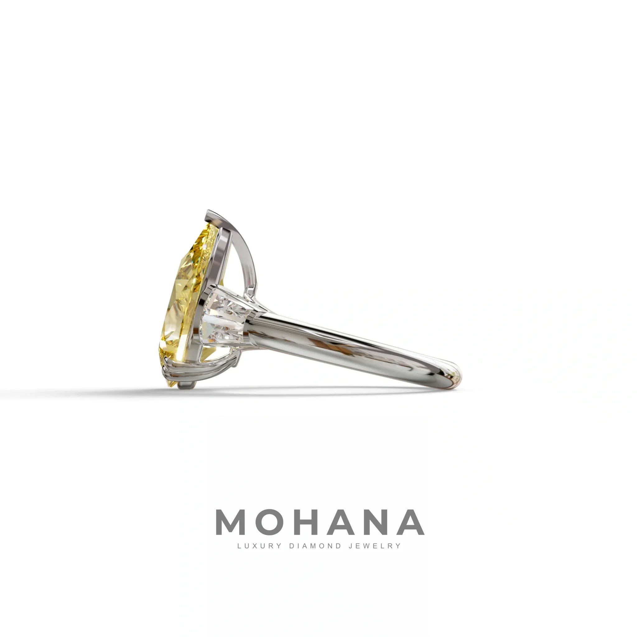 4 carat Fancy Vivid Yellow Pear cut Lab Grown Diamond Ring - Claire