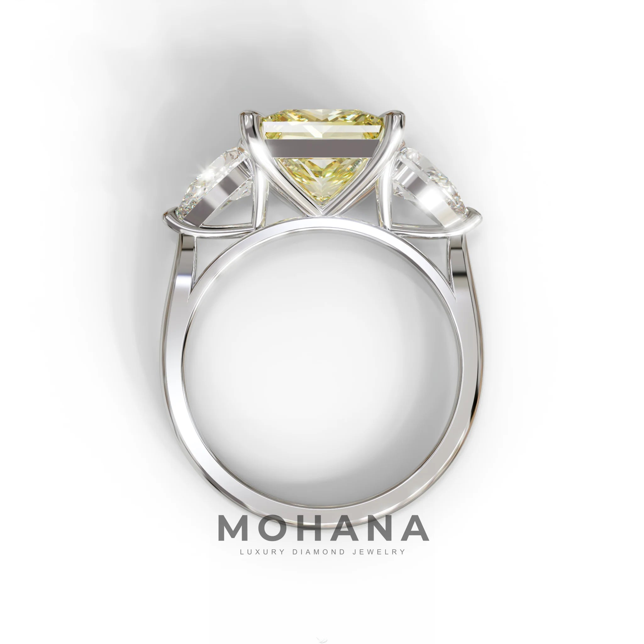 4 Carat Canary Yellow Princess Cut Three Stone Lab Grown Diamond Engagement Ring