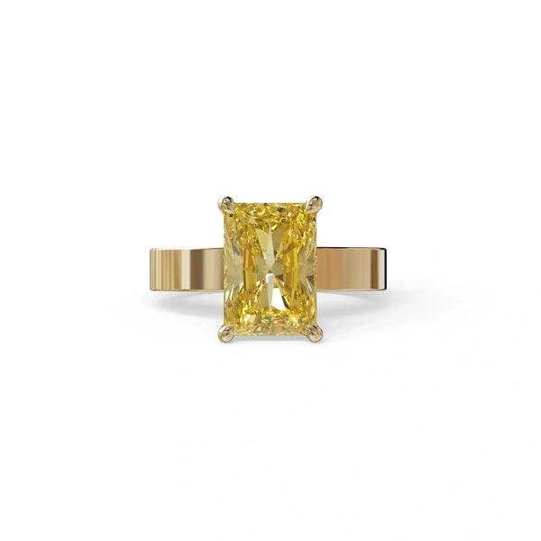 4 Carat Yellow Lab Grown Diamond Engagement Ring – Radiant Cut Solitaire | Crownfire