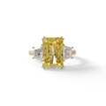 4 Carat Yellow Lab Grown Diamond Engagement Ring – Radiant Cut Three Stone | Tac