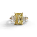 4 Carat Yellow Radiant & Trapezoid Three Stone Engagement Ring - Embrace - 10K Solid Gold / Yellow Gold