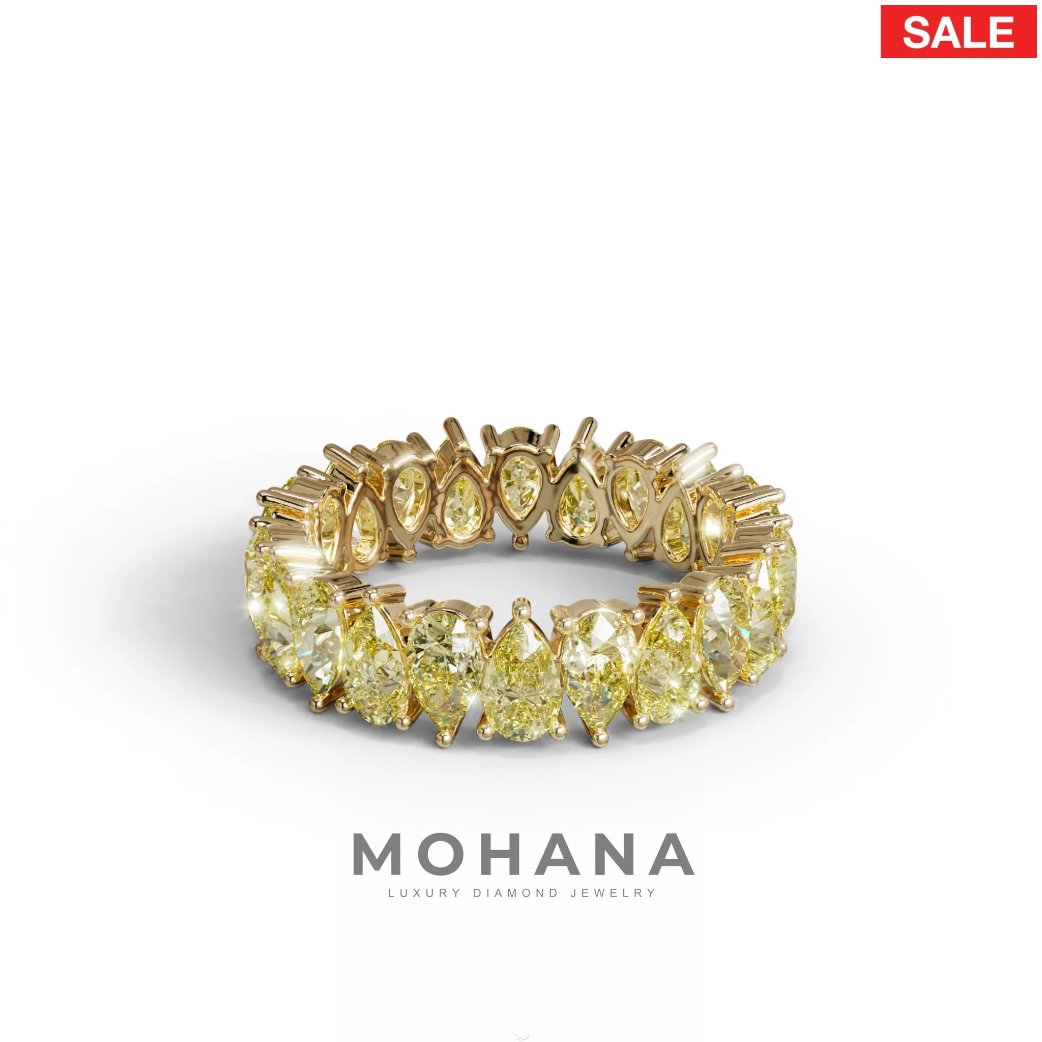Yellow Pear Diamond Full Eternity Band - Stackable Ring