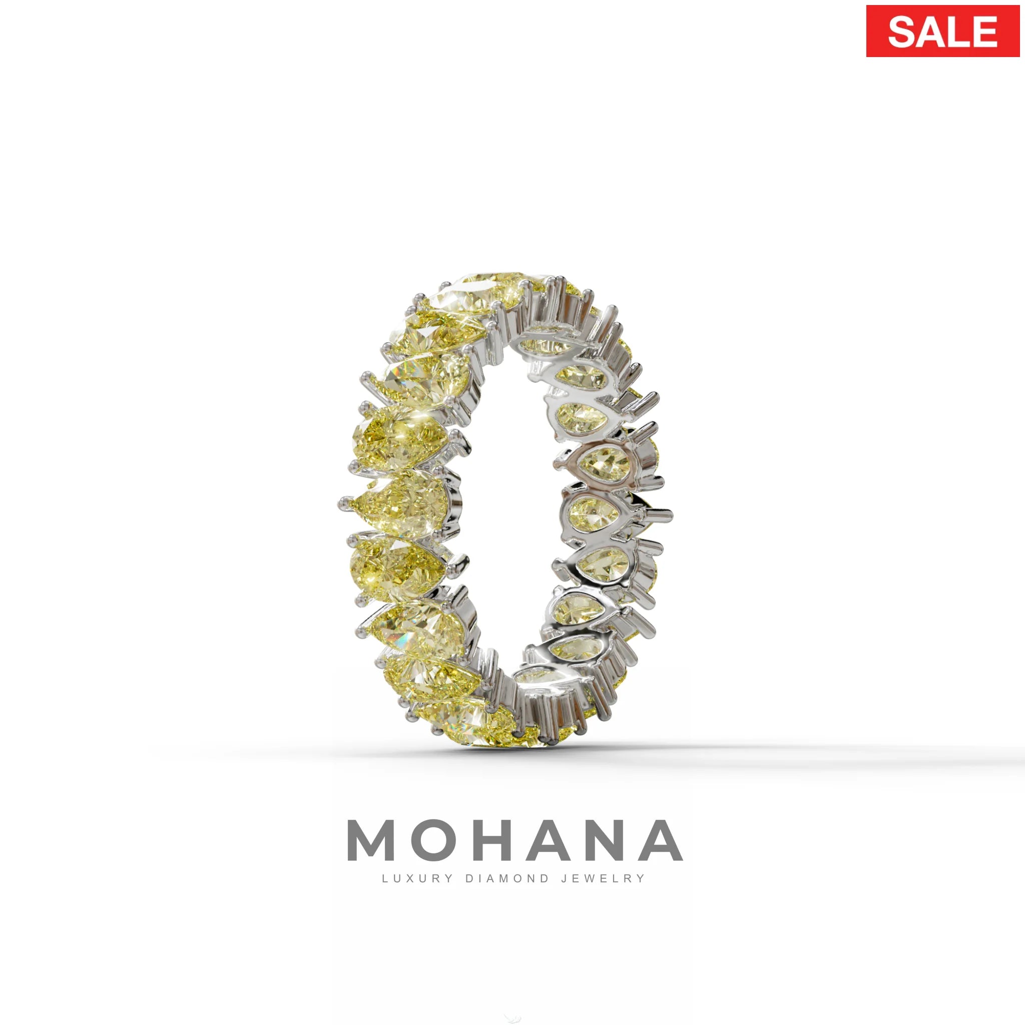 Yellow Pear Diamond Full Eternity Band - Stackable Ring