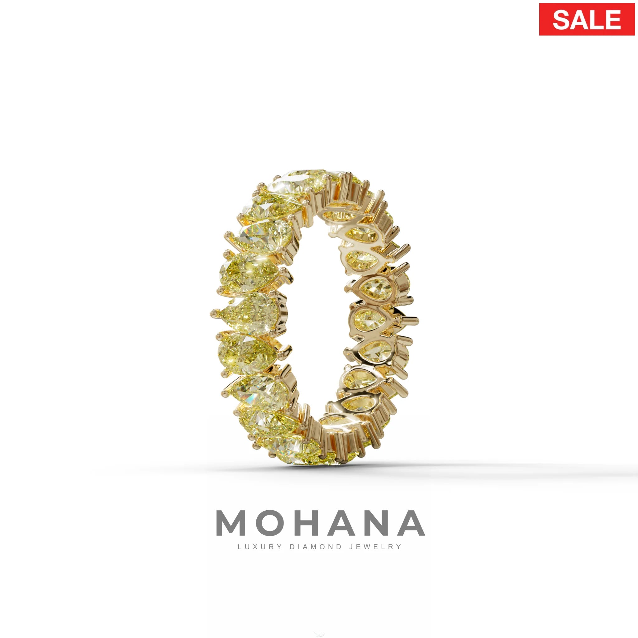 Yellow Pear Diamond Full Eternity Band - Stackable Ring