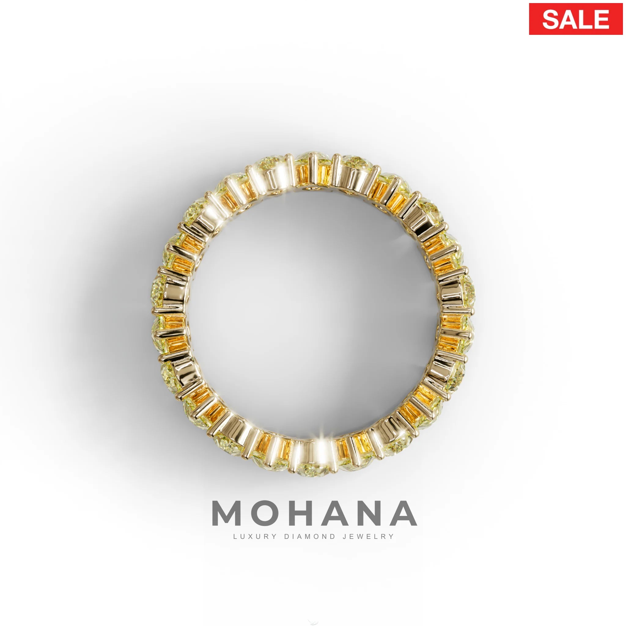 Yellow Pear Diamond Full Eternity Band - Stackable Ring