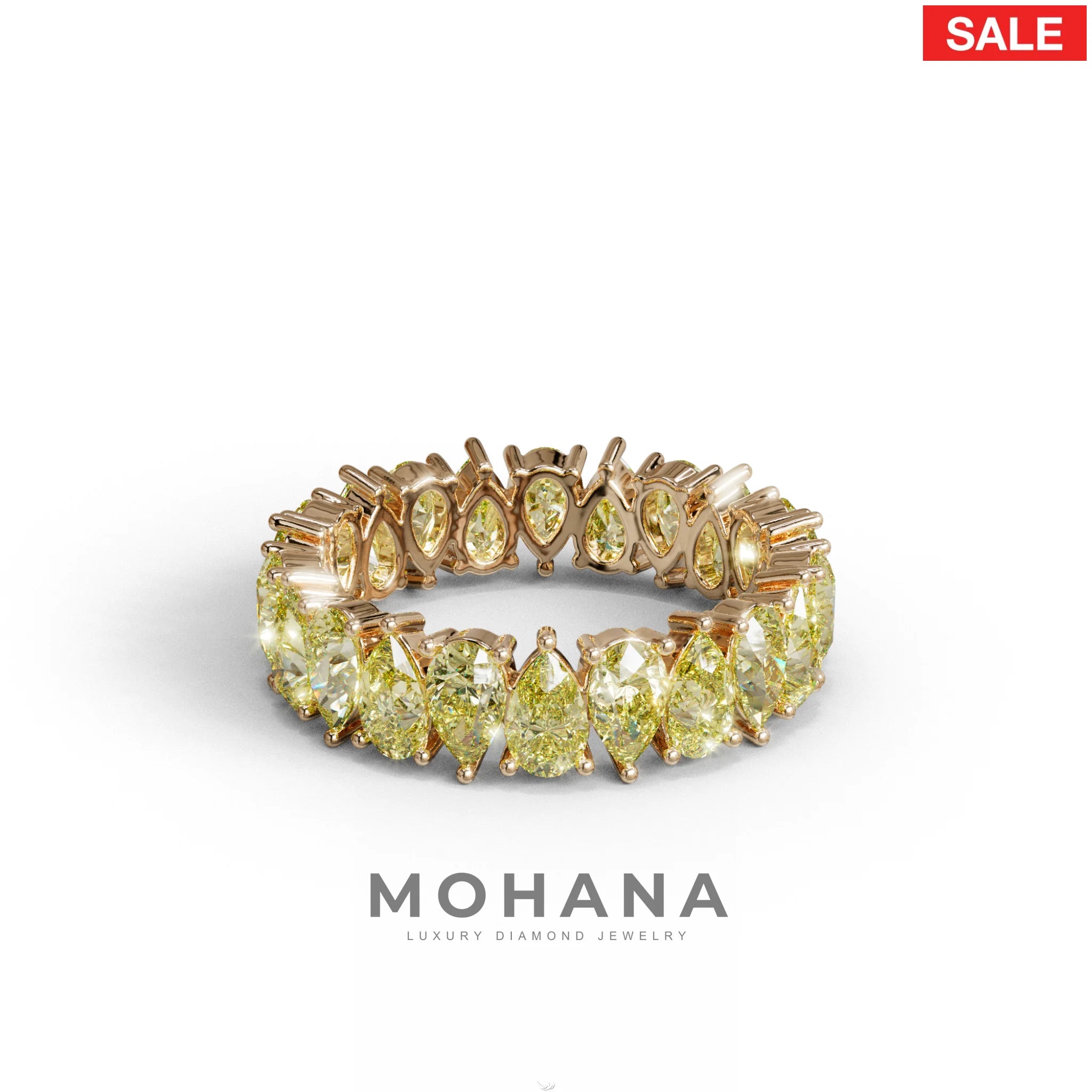 Yellow Pear Diamond Full Eternity Band - Stackable Ring