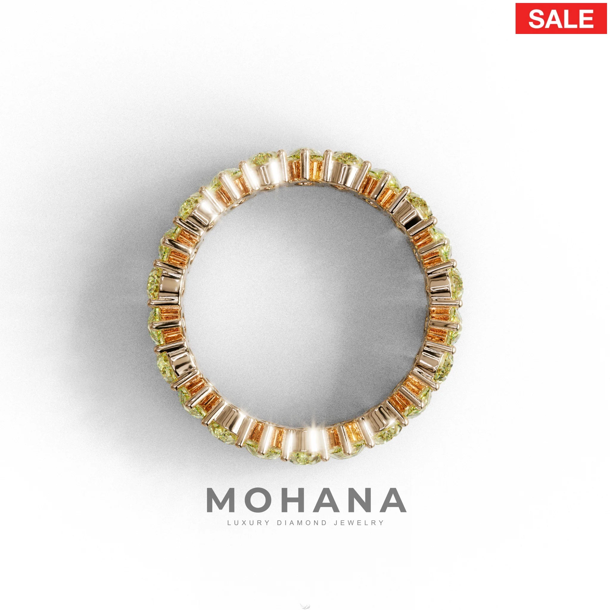 Yellow Pear Diamond Full Eternity Band - Stackable Ring