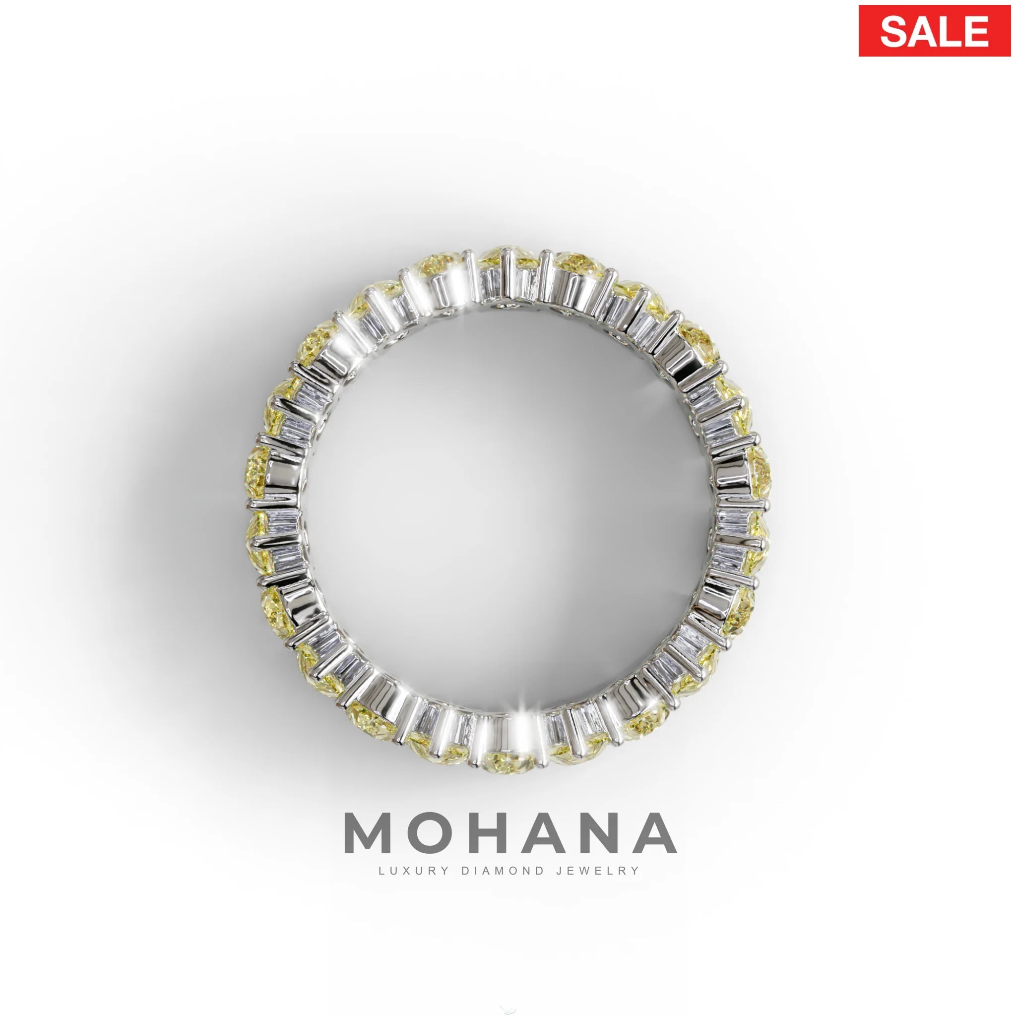 Yellow Pear Diamond Full Eternity Band - Stackable Ring