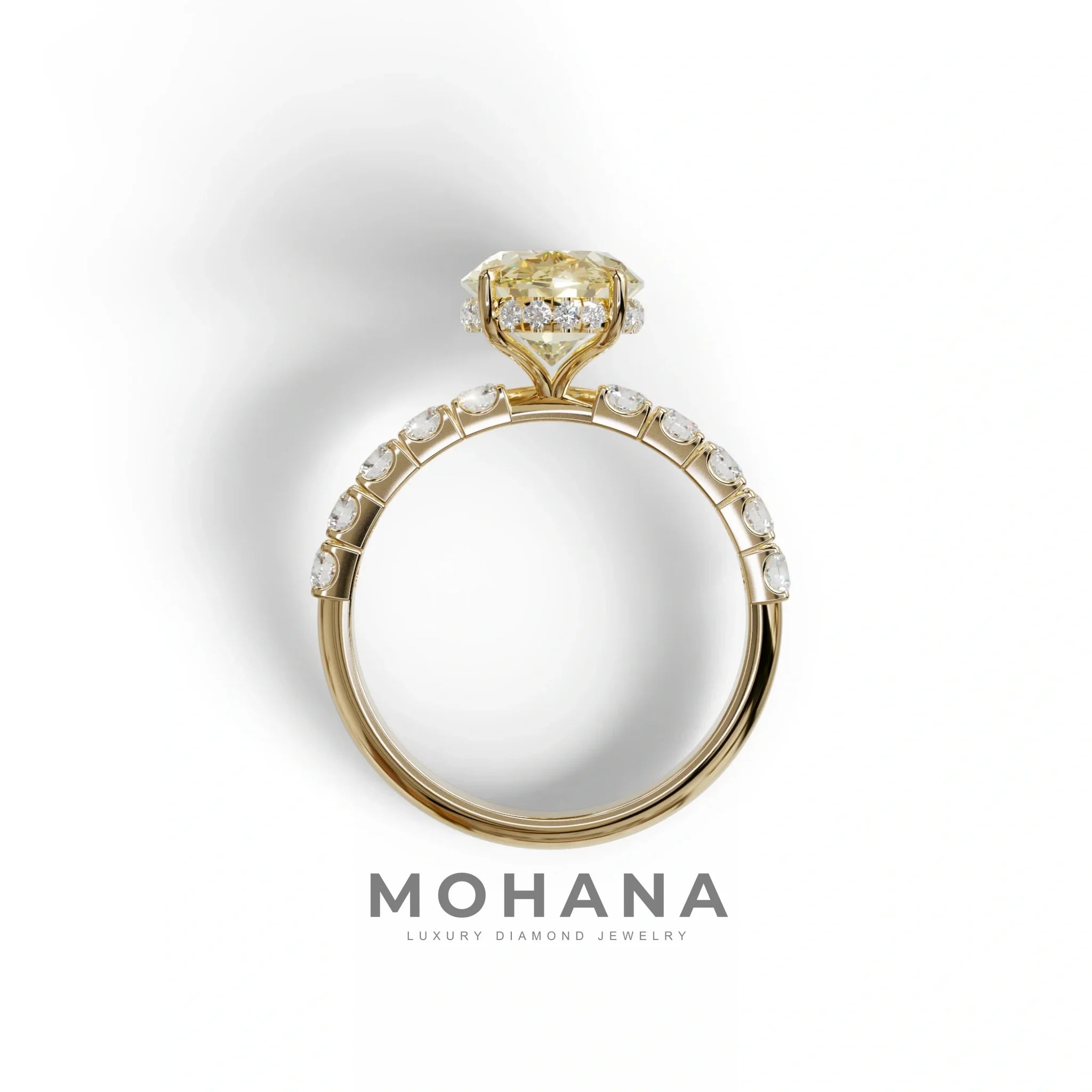 4 Carat Yellow Oval Cut Hidden Halo Lab Diamond Engagement Ring - Christie’s