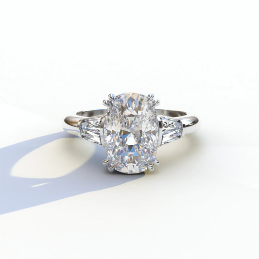lab-grown diamond, elongated cushion engagement ring