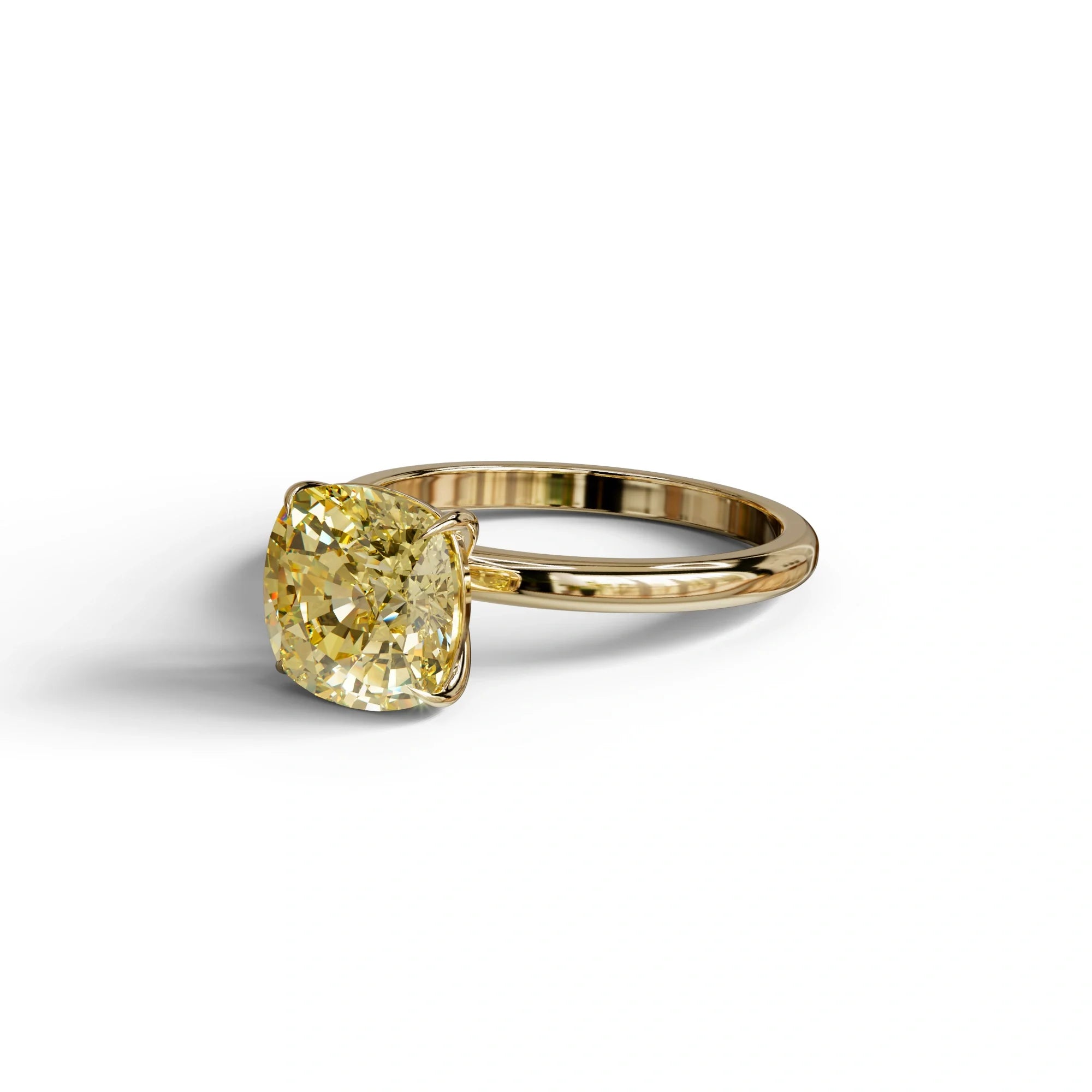 Yellow Cushion Cut Solitaire Lab Grown Diamond Engagement Ring - Mesmera